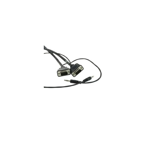 Cable Wholesale Plenum SVGA Cable w/ Audio, Black, HD15 Male + 3.5mm Male, Coaxial Construction, Shielded, 35 foot 11H1-29135 - main